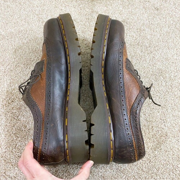 Vintage Dr. Martens Brown Leather Brogue Oxfords w Chunky Soles Lace Up Sz UK 12 - Picture 5 of 9